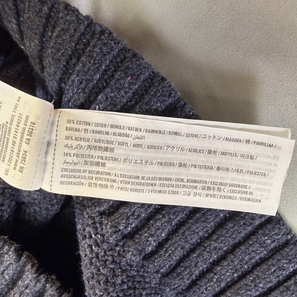 Abercrombie & Fitch Mens Muscle Fit Ribbed Crewneck Sweater Charcoal Gray Large - Picture 6 of 15